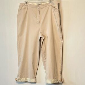 Duck Head Capri Pants Womens Size 14 High Rise Tan Beige Stretch Khaki Chino.
